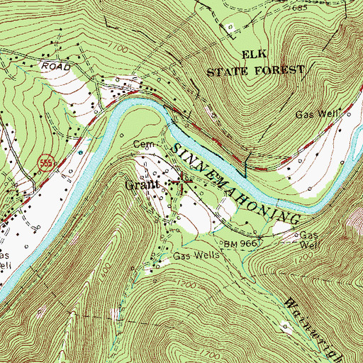 Topographic Map of Grant, PA
