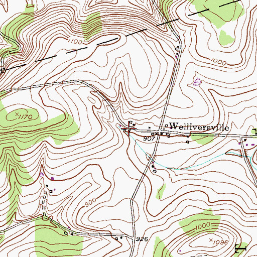 Topographic Map of Deerlick Run, PA