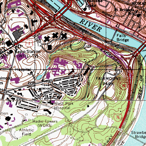 Topographic Map of Wynnefield Heights, PA
