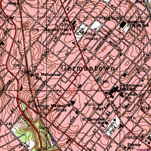 Topographic Map of Morton, PA