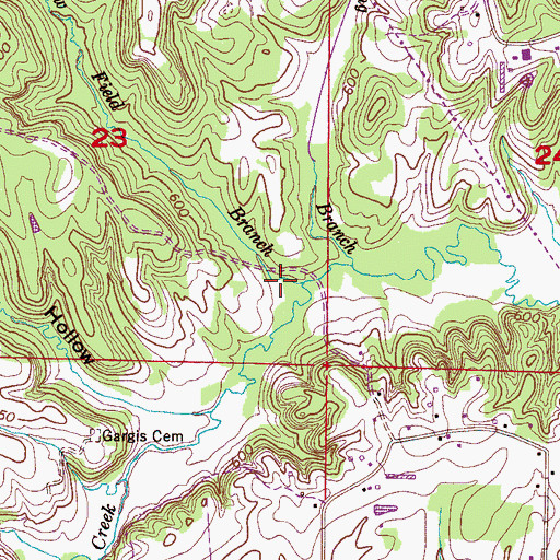 Topographic Map of Hollow Field Branch, AL