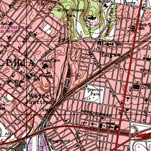 Topographic Map of Nicetown-Tioga, PA