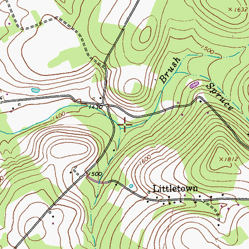 Topographic Map of South Branch Brush Creek, PA