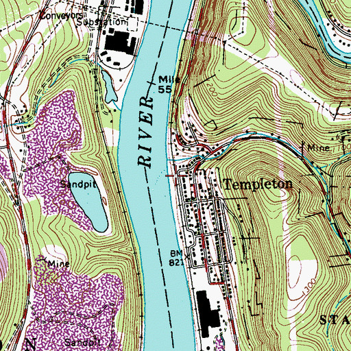 Topographic Map of Wiskey Creek, PA