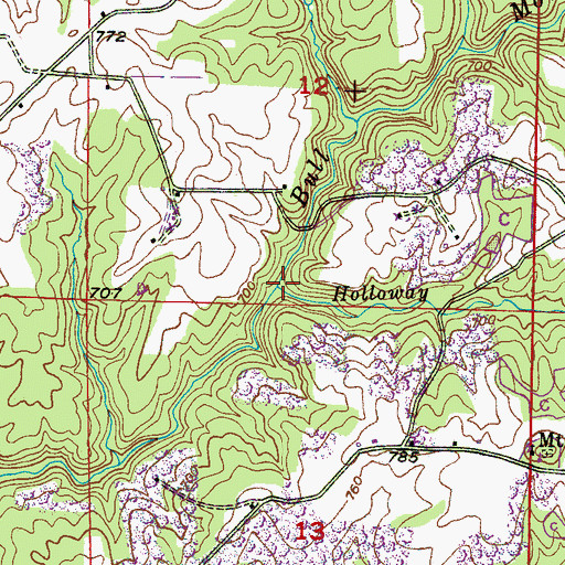 Topographic Map of Holloway Branch, AL