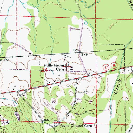 Topographic Map of Holly Grove Cemetery, AL