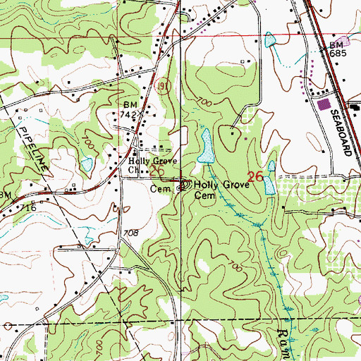 Topographic Map of Holly Grove Cemetery, AL