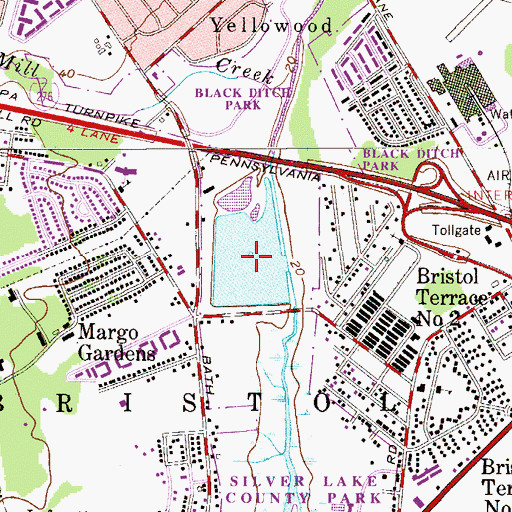 Topographic Map of Magnolia Lake, PA