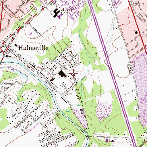 Topographic Map of Hulmeville Terrace, PA