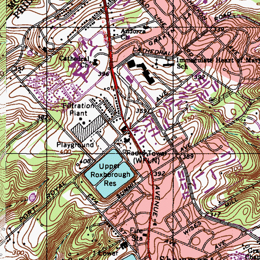 Topographic Map of Upper Roxborough, PA