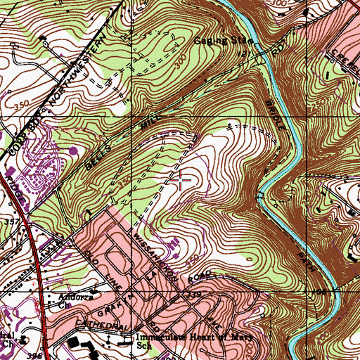 Topographic Map of Andorra, PA