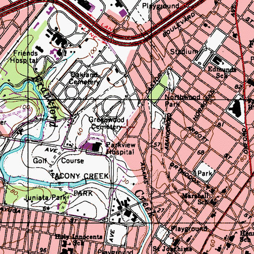 Topographic Map of Northwood, PA