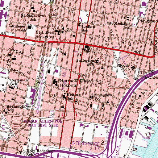 Topographic Map of Northern Liberties, PA