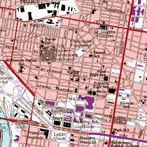 Topographic Map of Spring Garden, PA