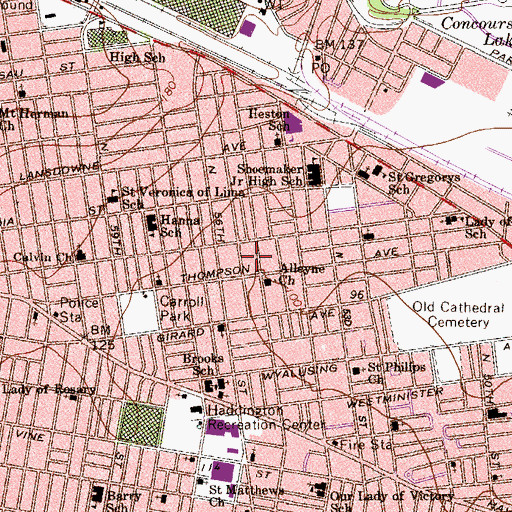 Topographic Map of Carroll Park, PA