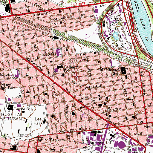 Topographic Map of Belmont, PA