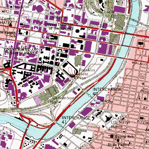 Topographic Map of University City, PA