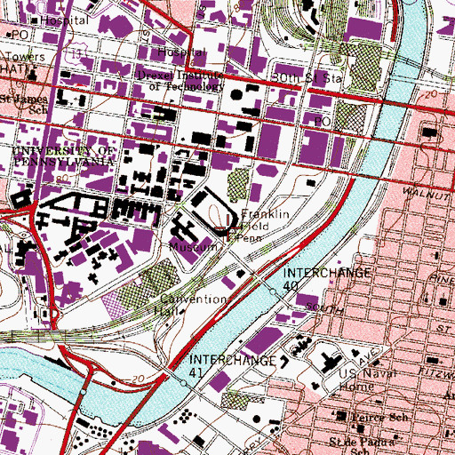 Topographic Map of University City, PA