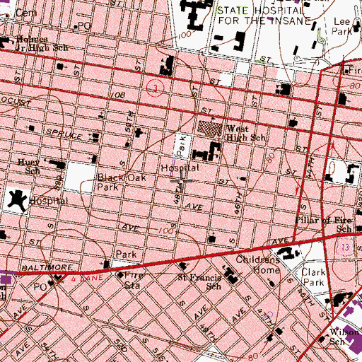 Topographic Map of Spruce Hill, PA