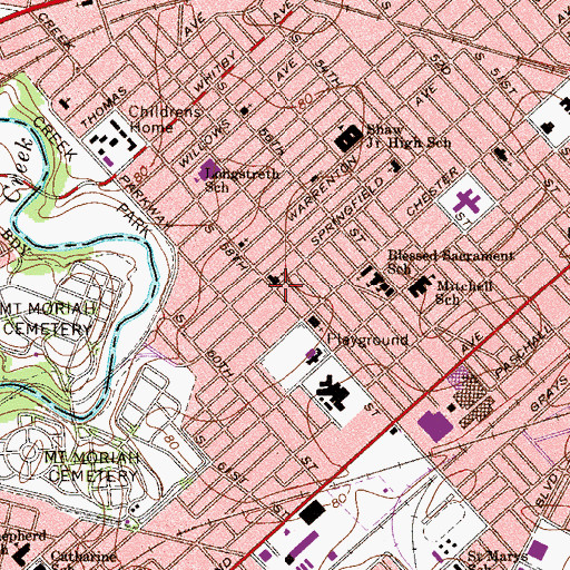 Topographic Map of Kingsessing, PA
