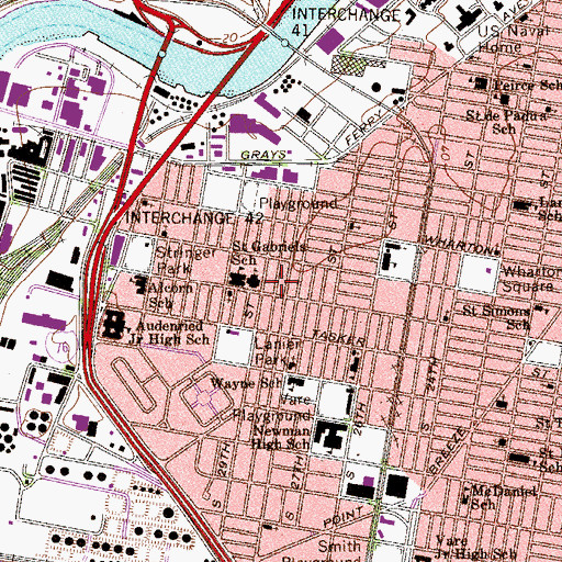 Topographic Map of Grays Ferry, PA