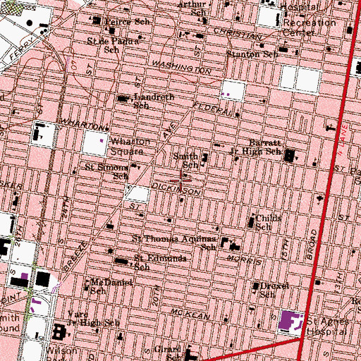 Topographic Map of Point Breeze, PA