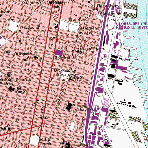 Topographic Map of Pennsport, PA