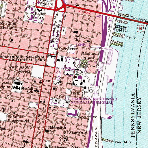Topographic Map of Old City, PA