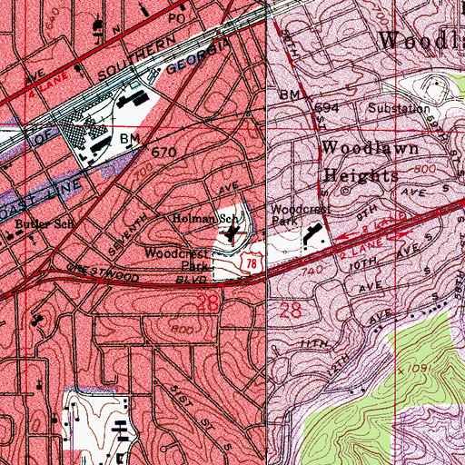 Topographic Map of Holman Elementary School, AL