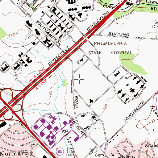 Topographic Map of Byberry, PA