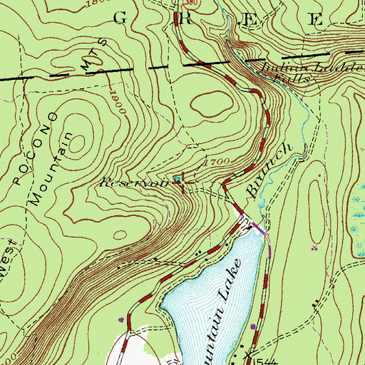 Topographic Map of Skytop Lodge, PA