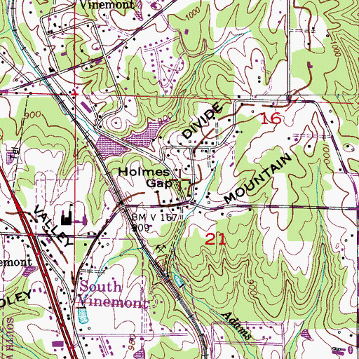 Topographic Map of Holmes Gap, AL