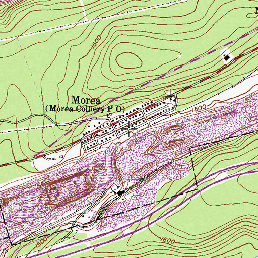 Topographic Map of Morea, PA