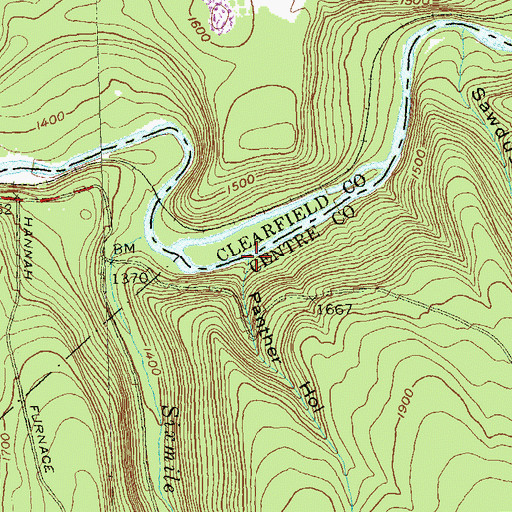 Topographic Map of Groe Run, PA