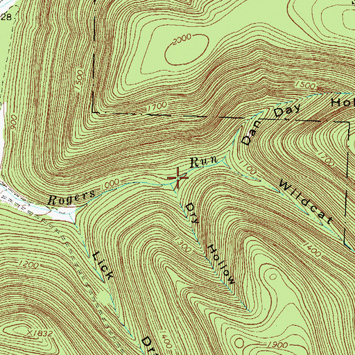 Topographic Map of Callhans Run, PA