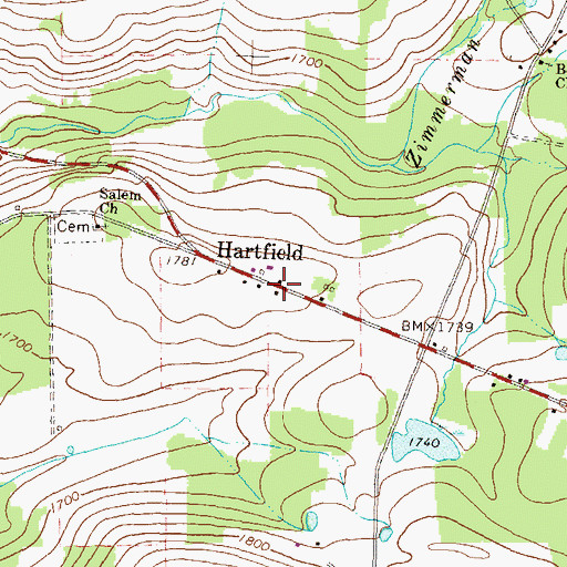 Topographic Map of Hartsfield, PA