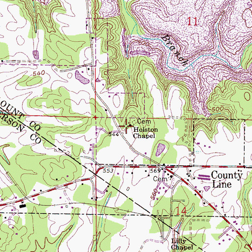 Topographic Map of Holston Chapel, AL