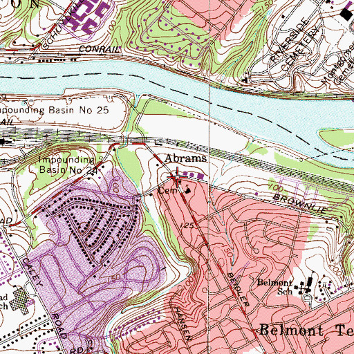 Topographic Map of Abrahams, PA