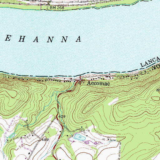 Topographic Map of Accomac, PA