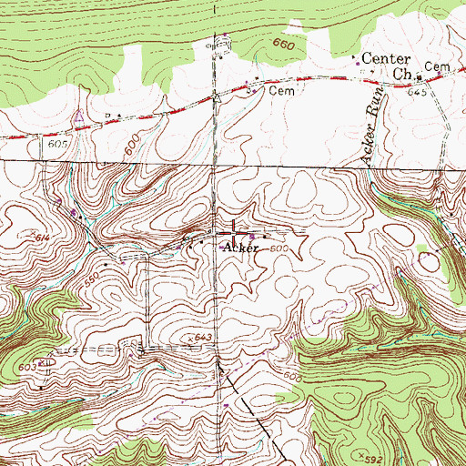 Topographic Map of Acker, PA