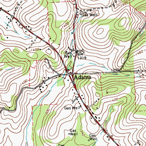 Topographic Map of Adams, PA
