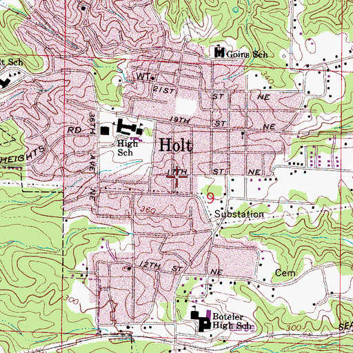 Topographic Map of Holt, AL