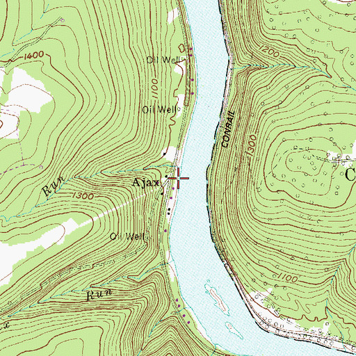 Topographic Map of Ajax, PA