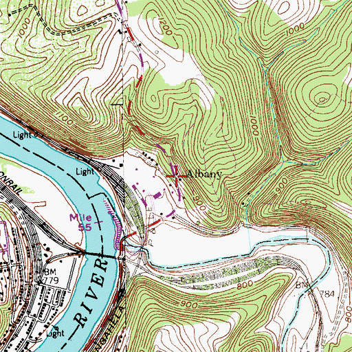 Topographic Map of Albany, PA