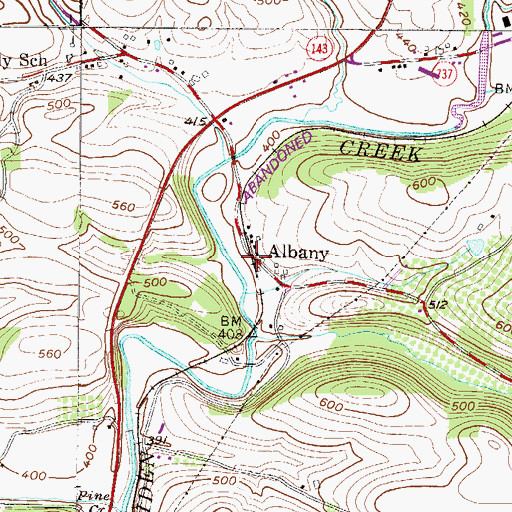 Topographic Map of Albany, PA