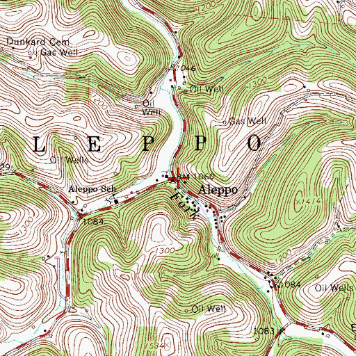 Topographic Map of Aleppo, PA