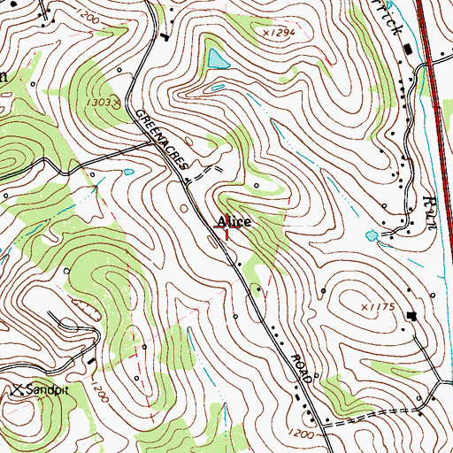 Topographic Map of Alice, PA