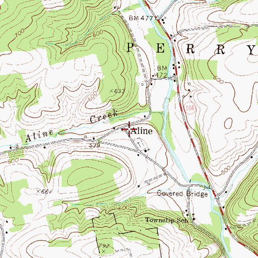 Topographic Map of Aline, PA