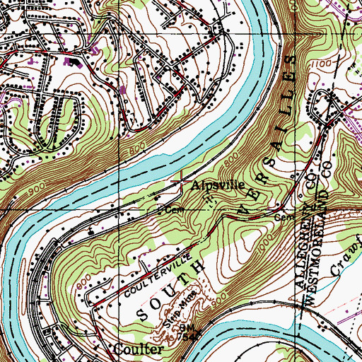 Topographic Map of Alpsville, PA