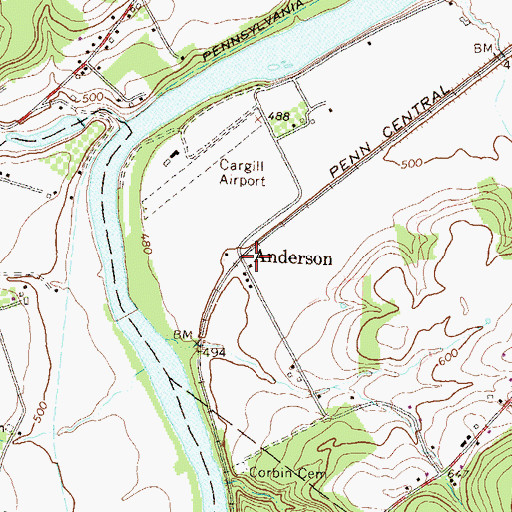 Topographic Map of Anderson, PA